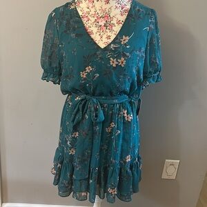 Express medium green floral dress nwt